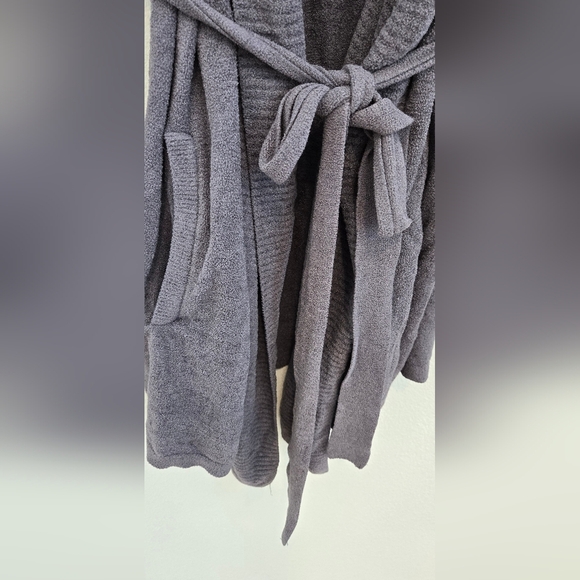 Barefoot Dreams Drape Rib Cozy Chic Ultra Lite Grey Belted Cardigan Medium - Picture 9 of 9